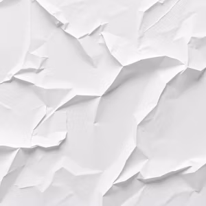 Silkespapper.se erbjuder vitt silkespapper med flera veck och veckningar, vilket resulterar i en ojämn, texturerad yta med tydliga skuggor och ljusa partier.